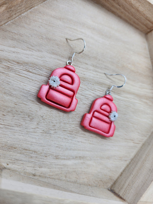 Pink Backpack Earrings Back to School Accessories