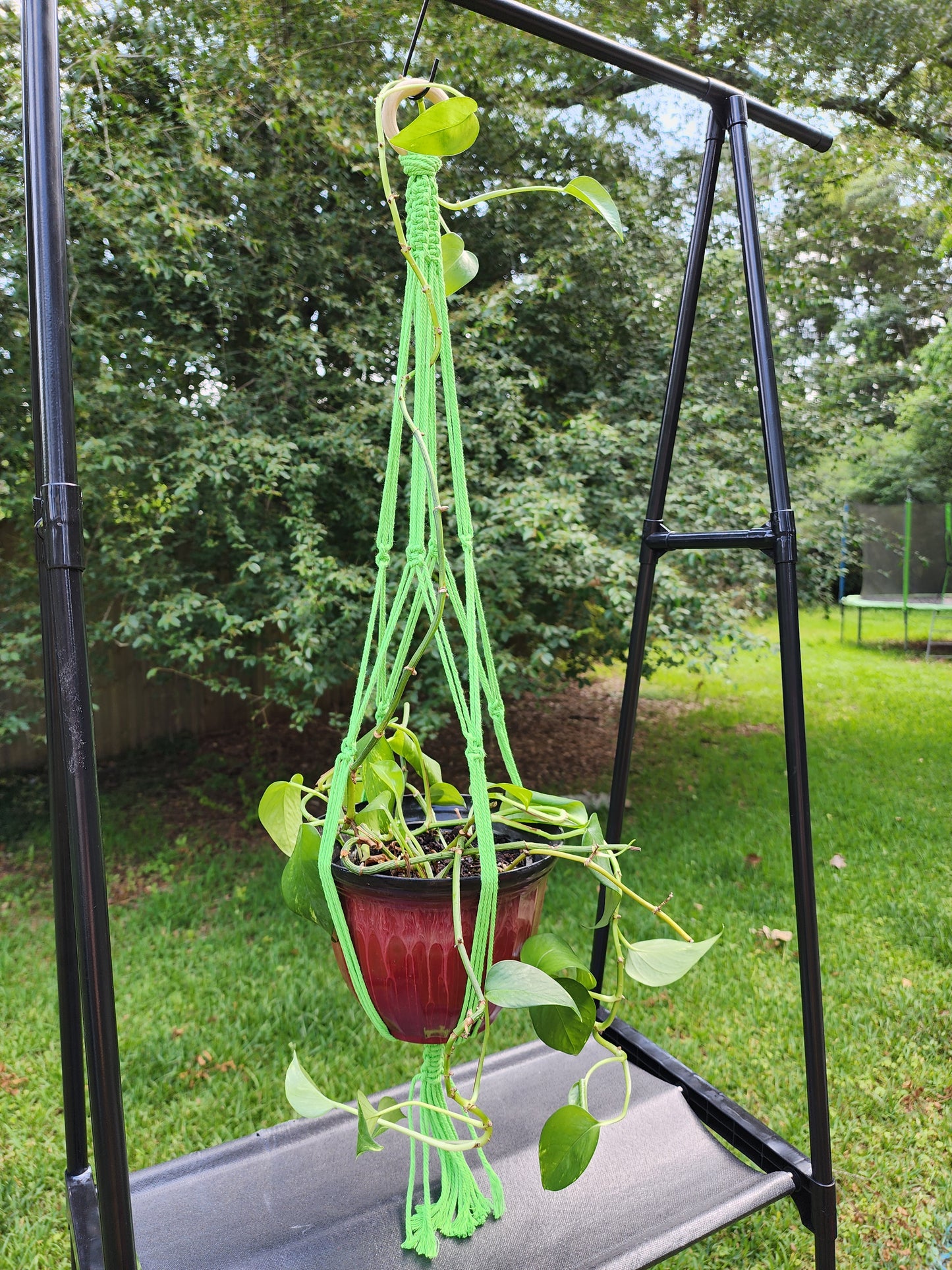 Green Macramé Plant Hanger Handmade