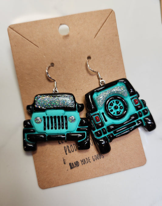 Turquoise Jeep Earrings Handmade