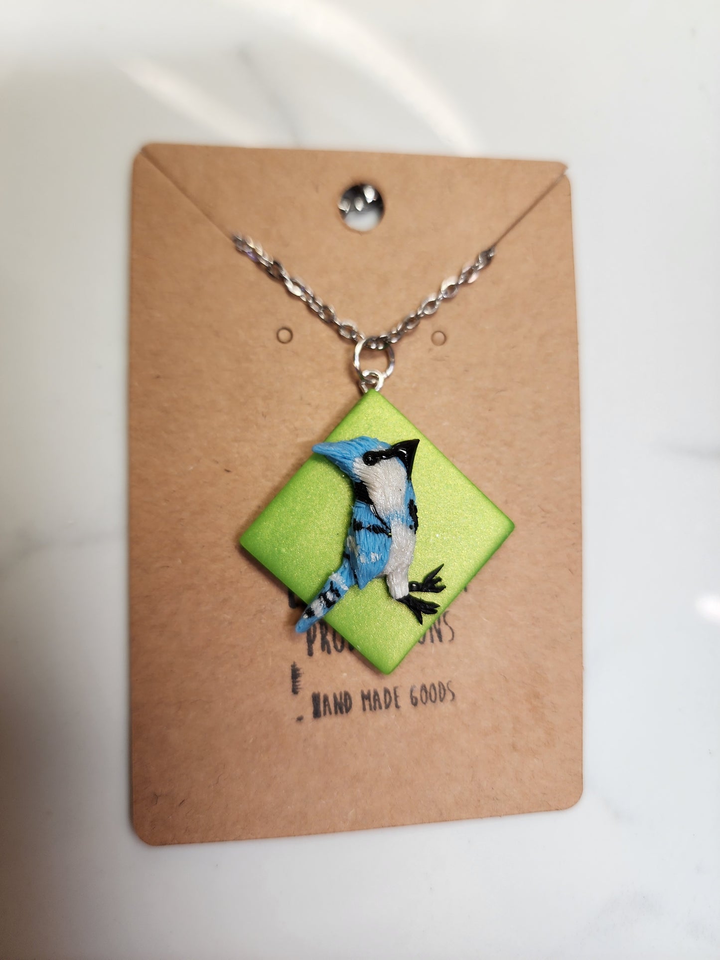 Blue Jay Necklace Handmade