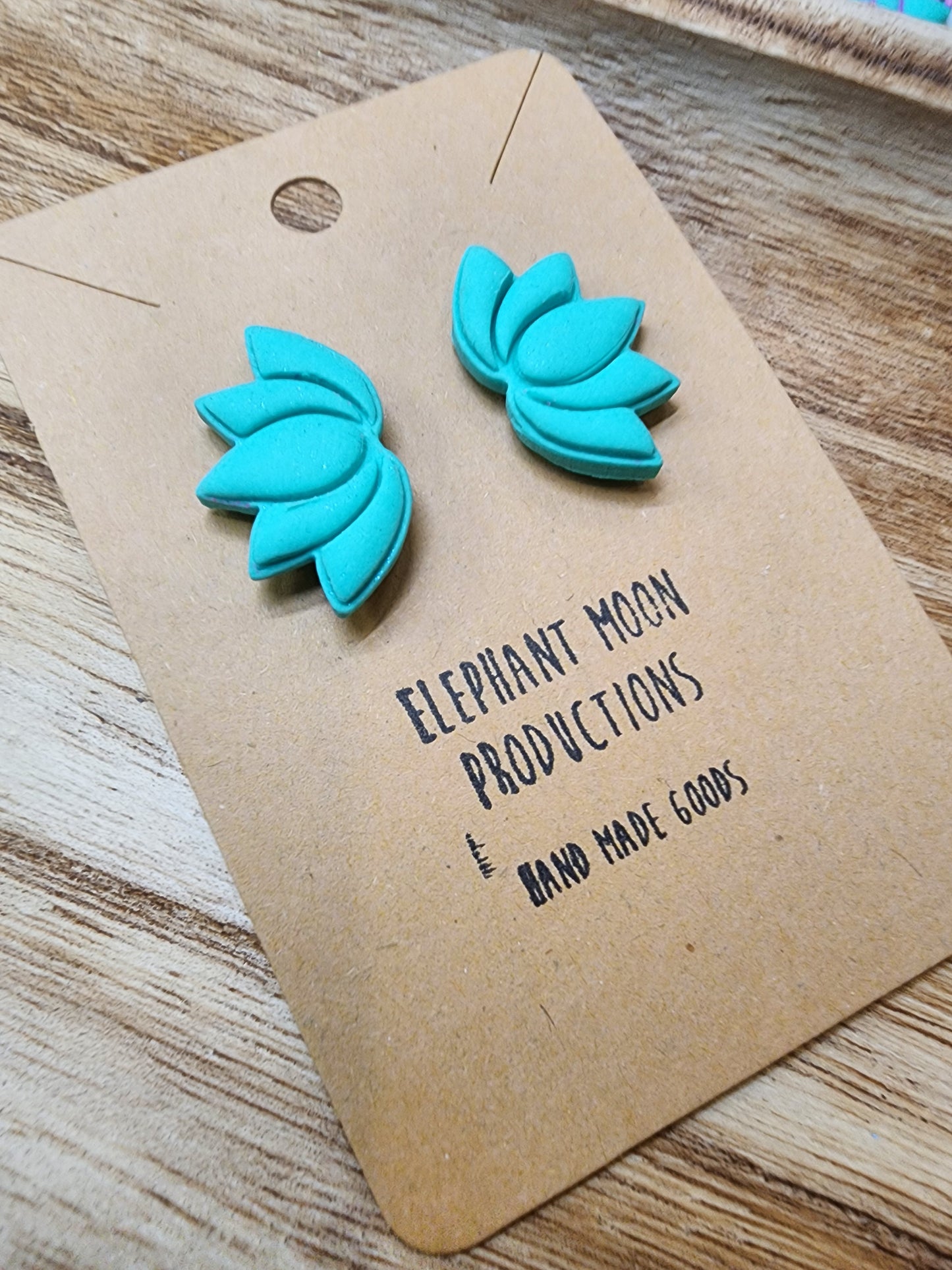Blue Lotus Flower Stud Earrings