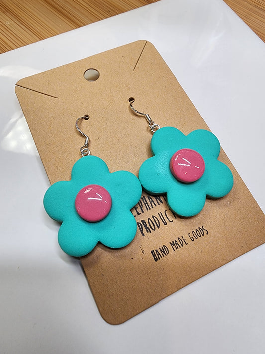 Blue & Pink Flower Power Earrings
