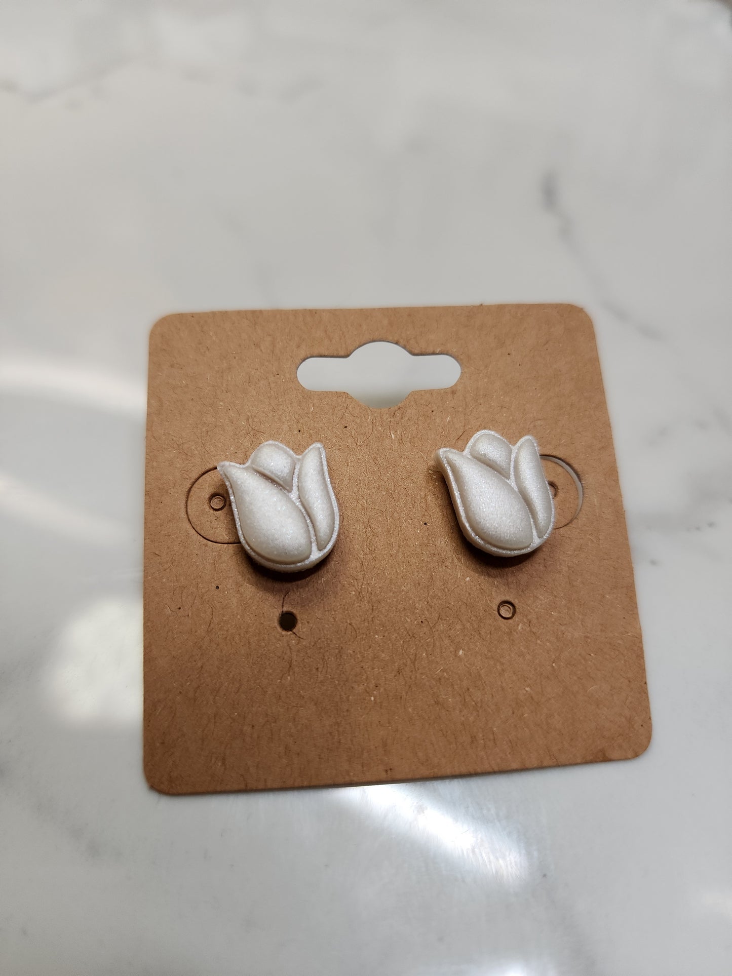 White Tulip Stud Earrings