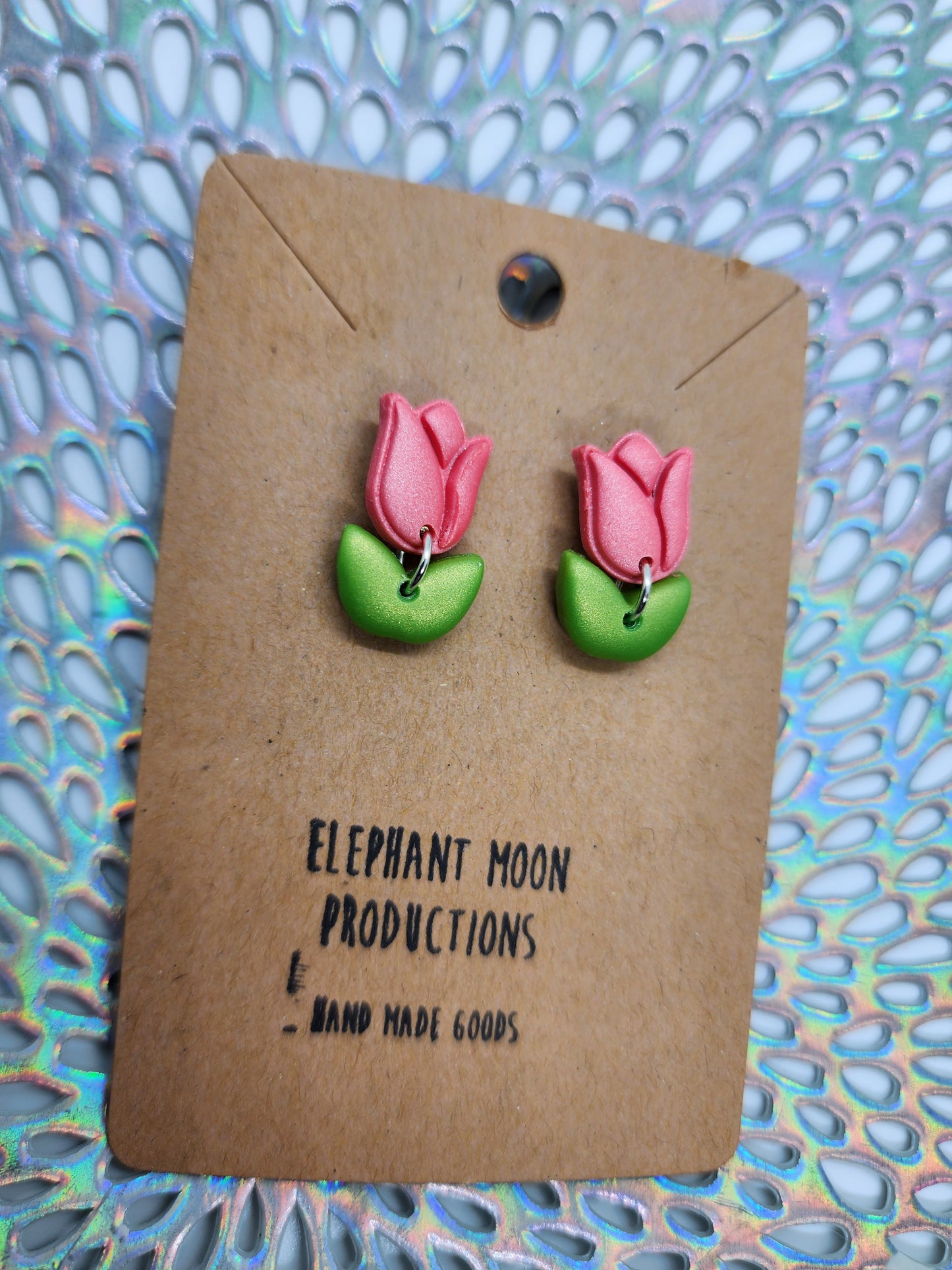 Pink Tulip Stud Earrings