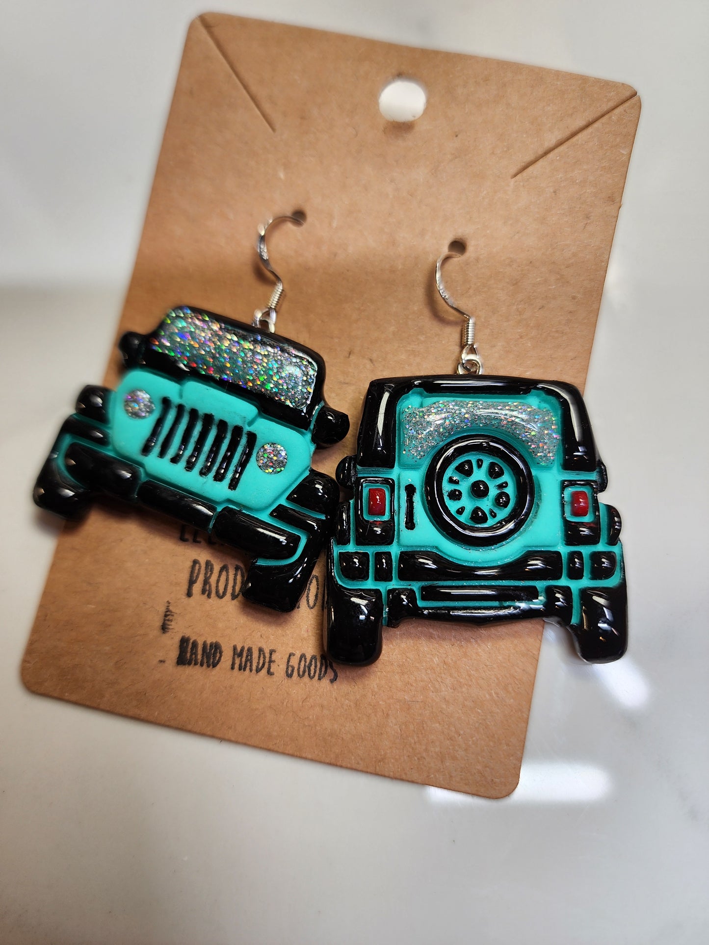 Turquoise Jeep Earrings Handmade