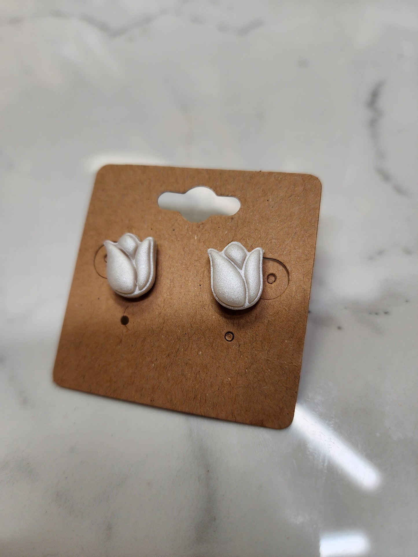 White Tulip Stud Earrings