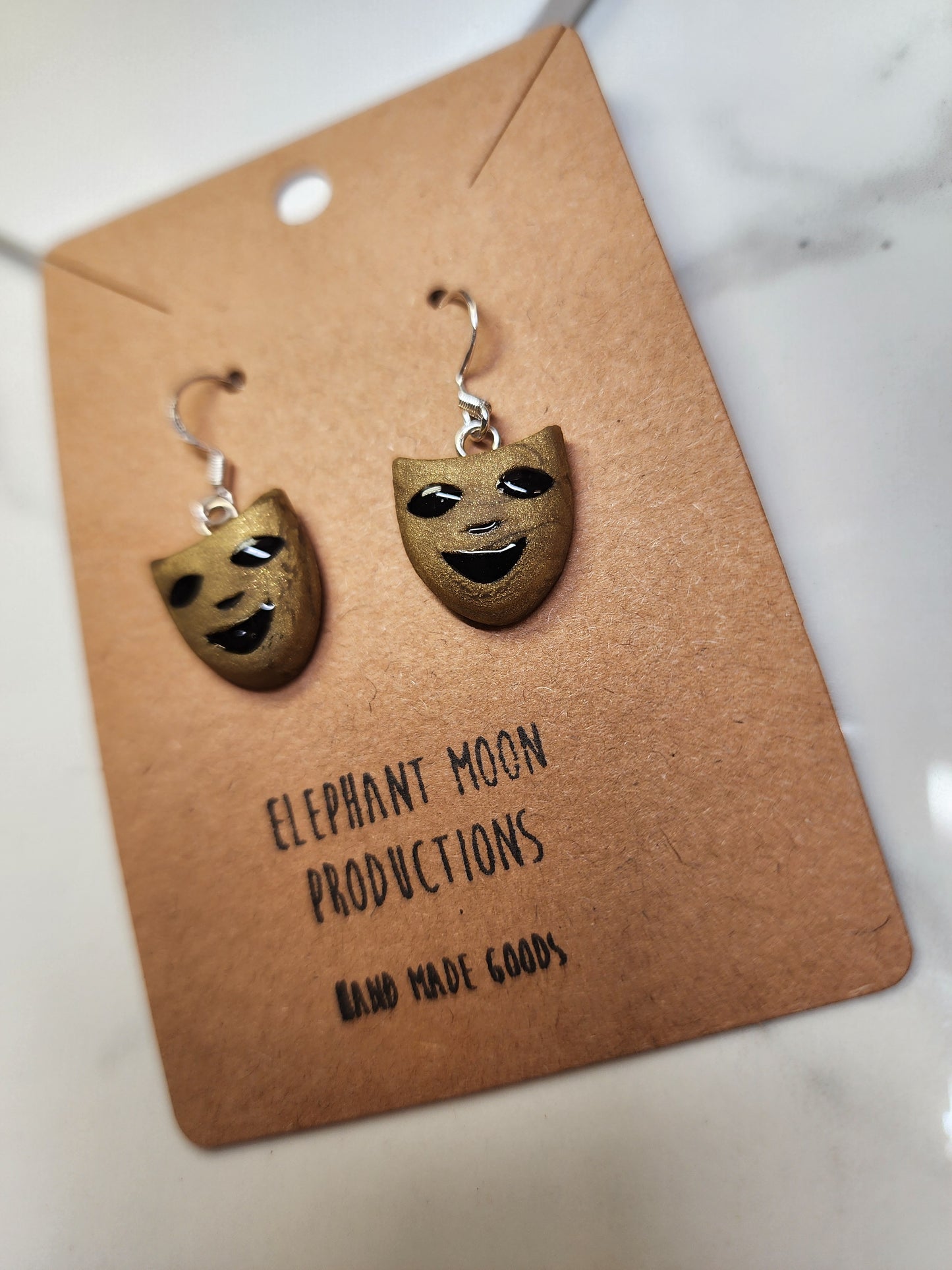 Golden Mask Earrings Handmade