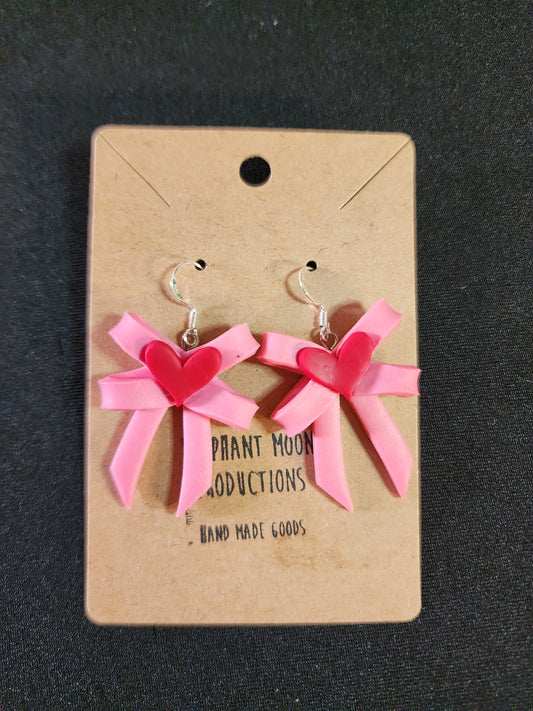 Pink Bow ❤️ Earrings Handmade