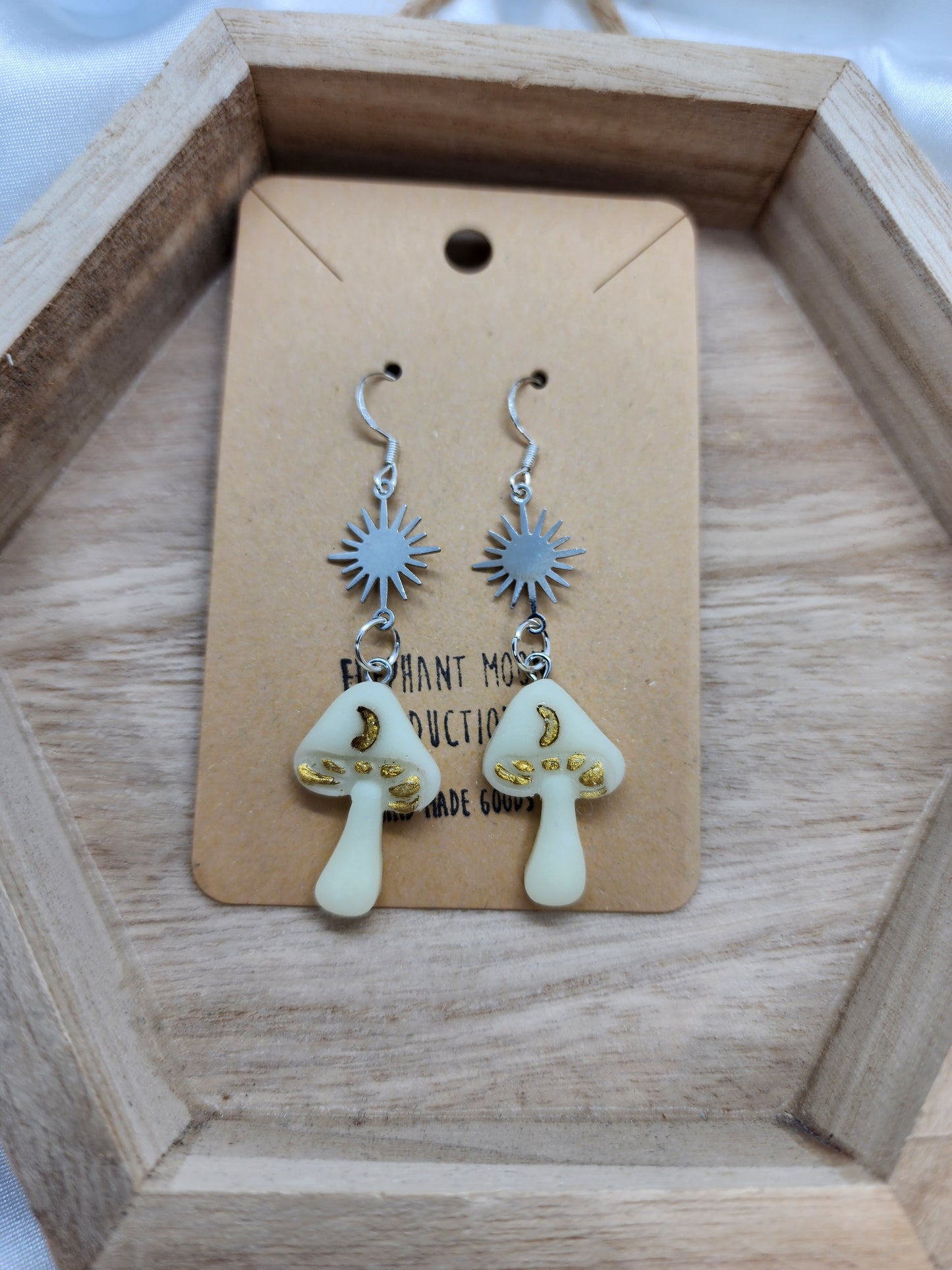 Mushrooms Moon & Stars Glow in the Dark Earrings