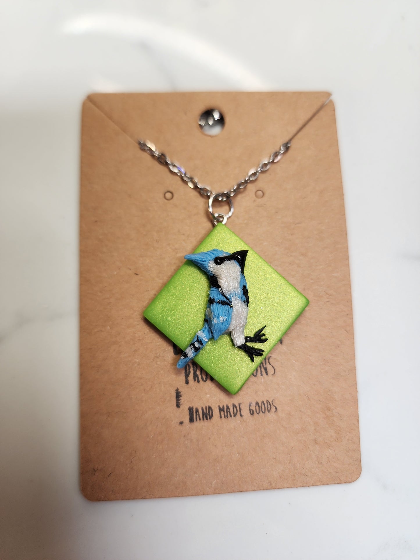 Blue Jay Necklace Handmade