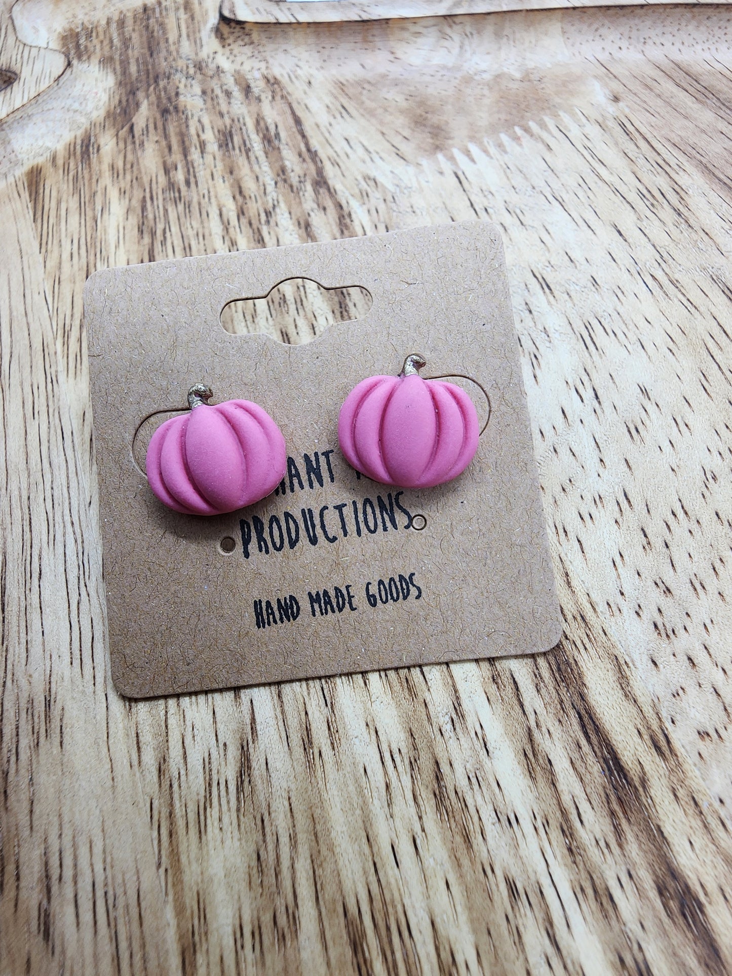 Pink Pumpkin Clay Earrings