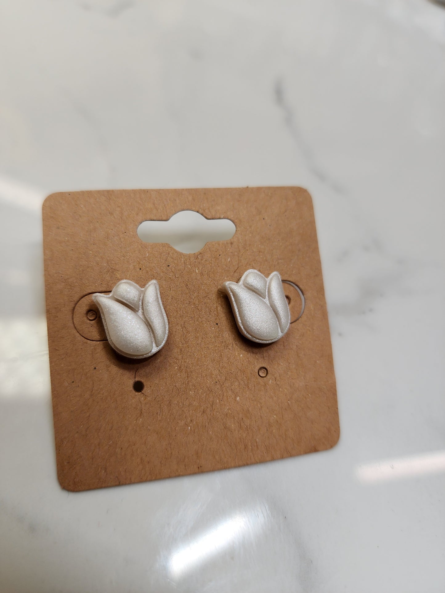 White Tulip Stud Earrings