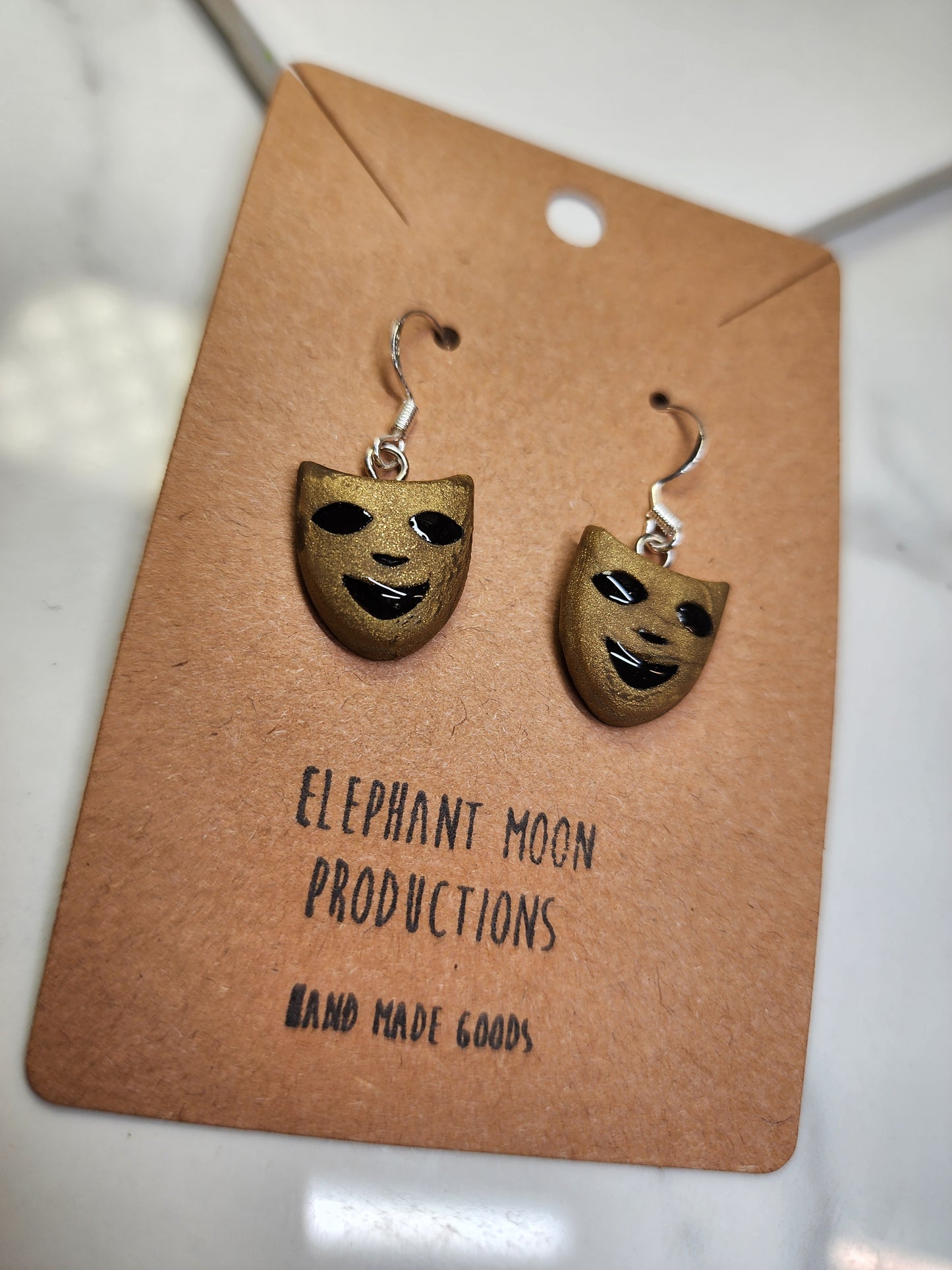 Golden Mask Earrings Handmade