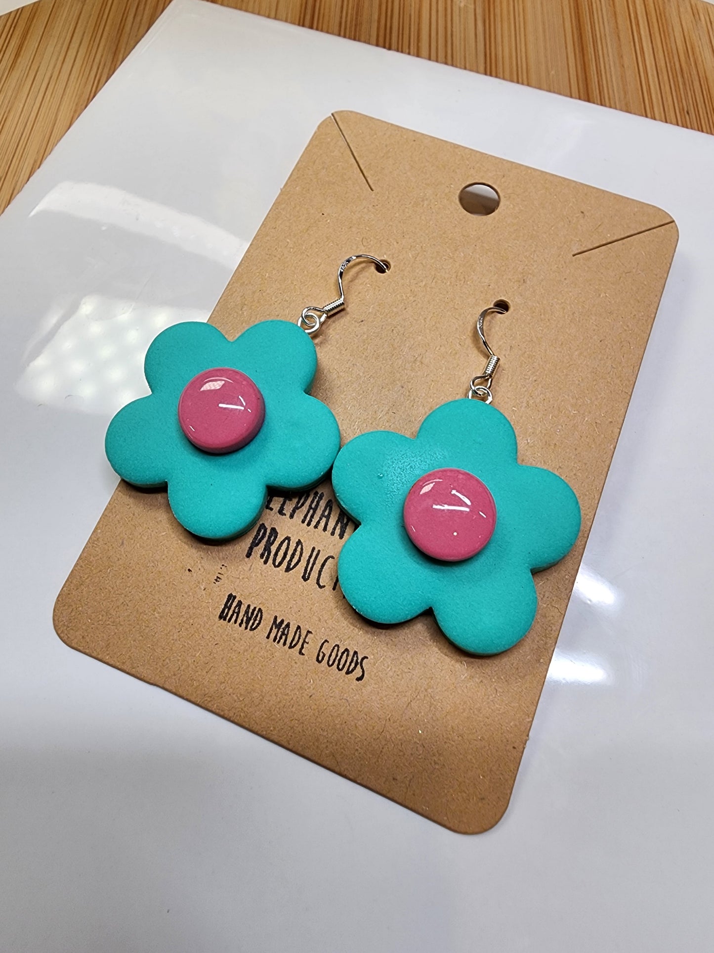 Blue & Pink Flower Power Earrings