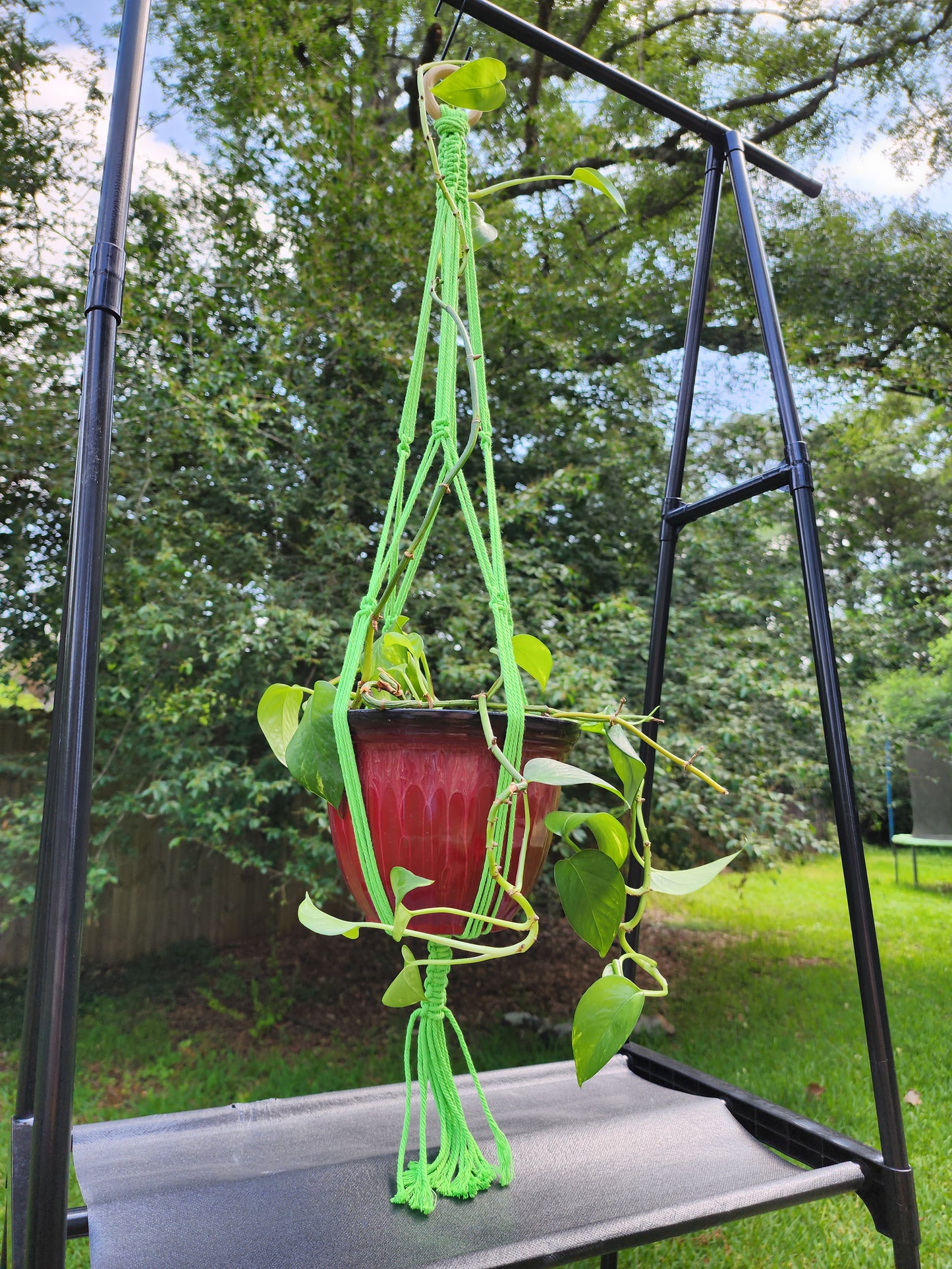 Green Macramé Plant Hanger Handmade