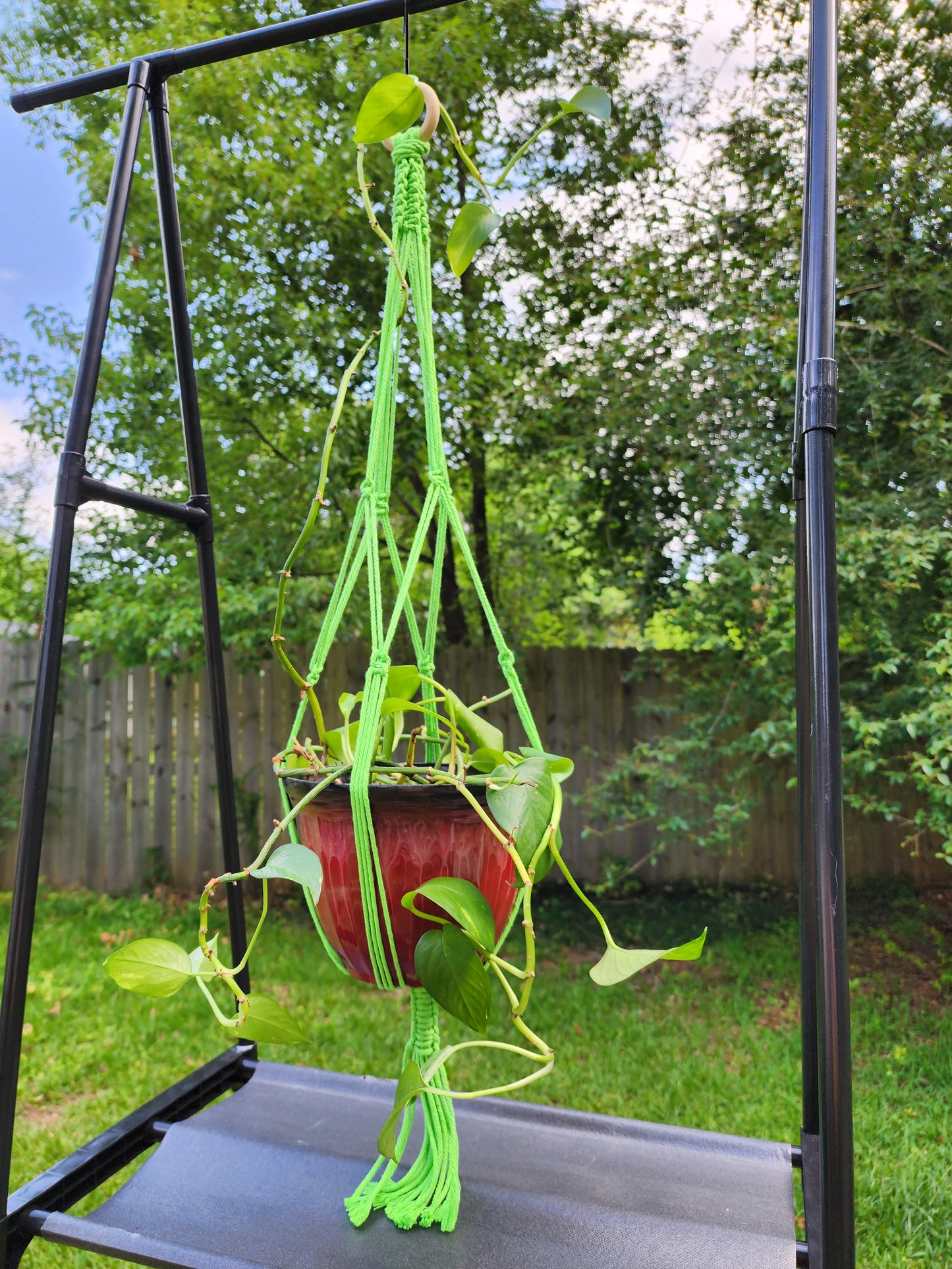 Green Macramé Plant Hanger Handmade