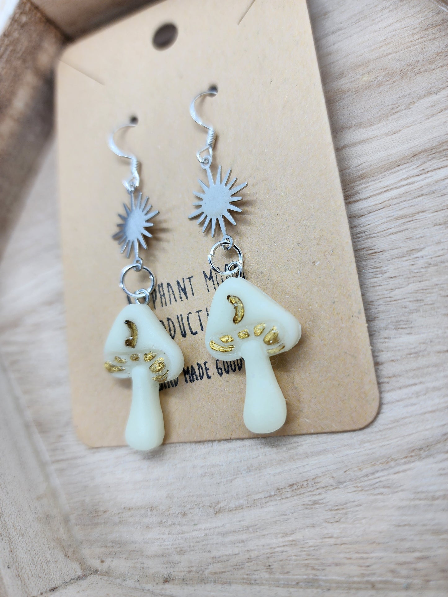 Mushrooms Moon & Stars Glow in the Dark Earrings