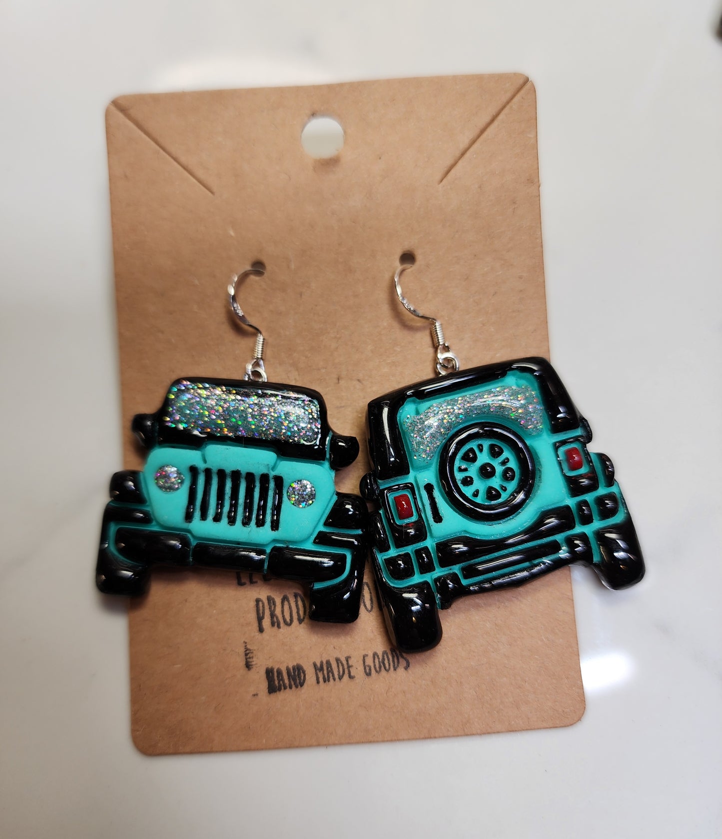 Turquoise Jeep Earrings Handmade