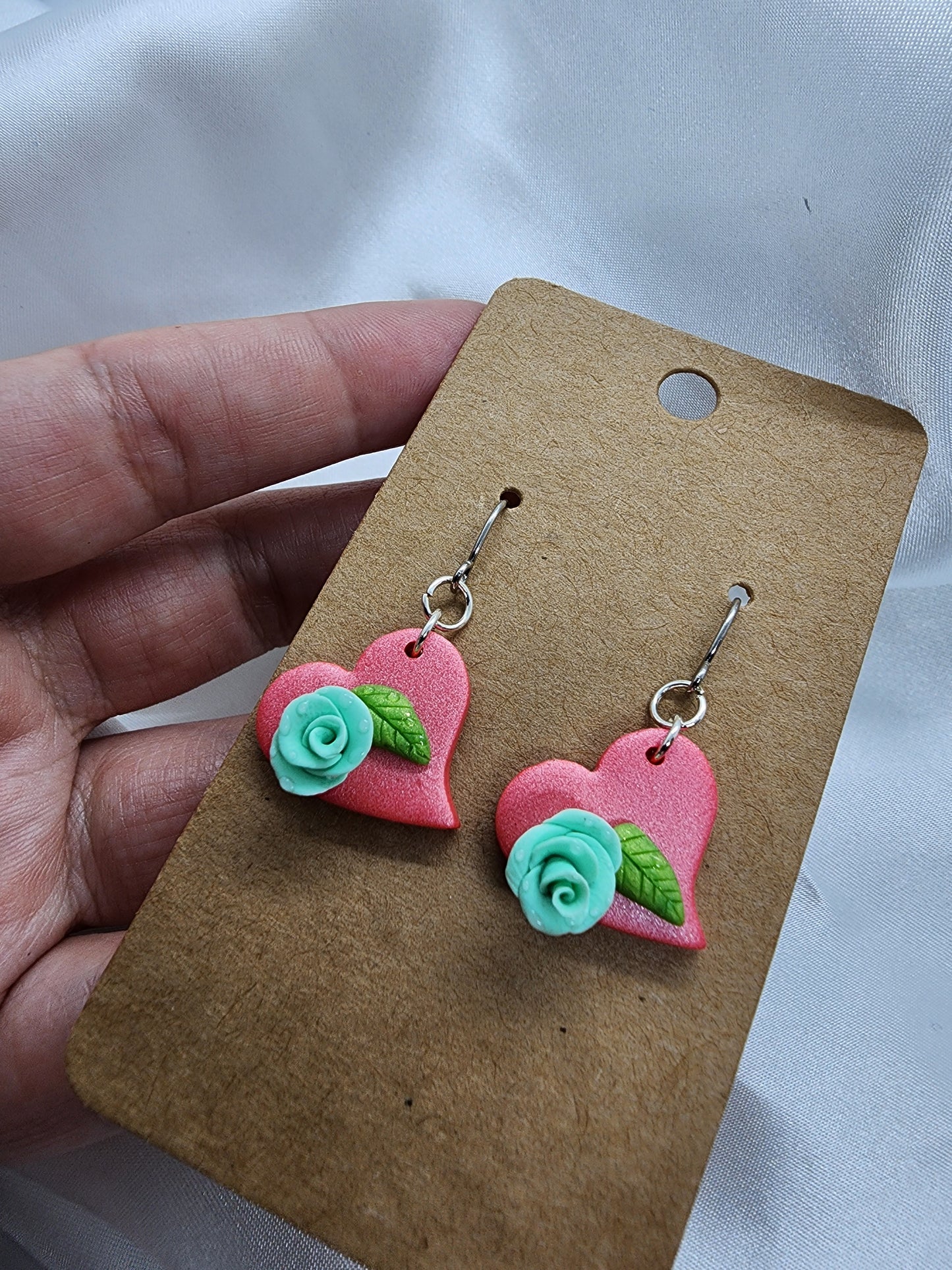 Rosey Heart Earrings