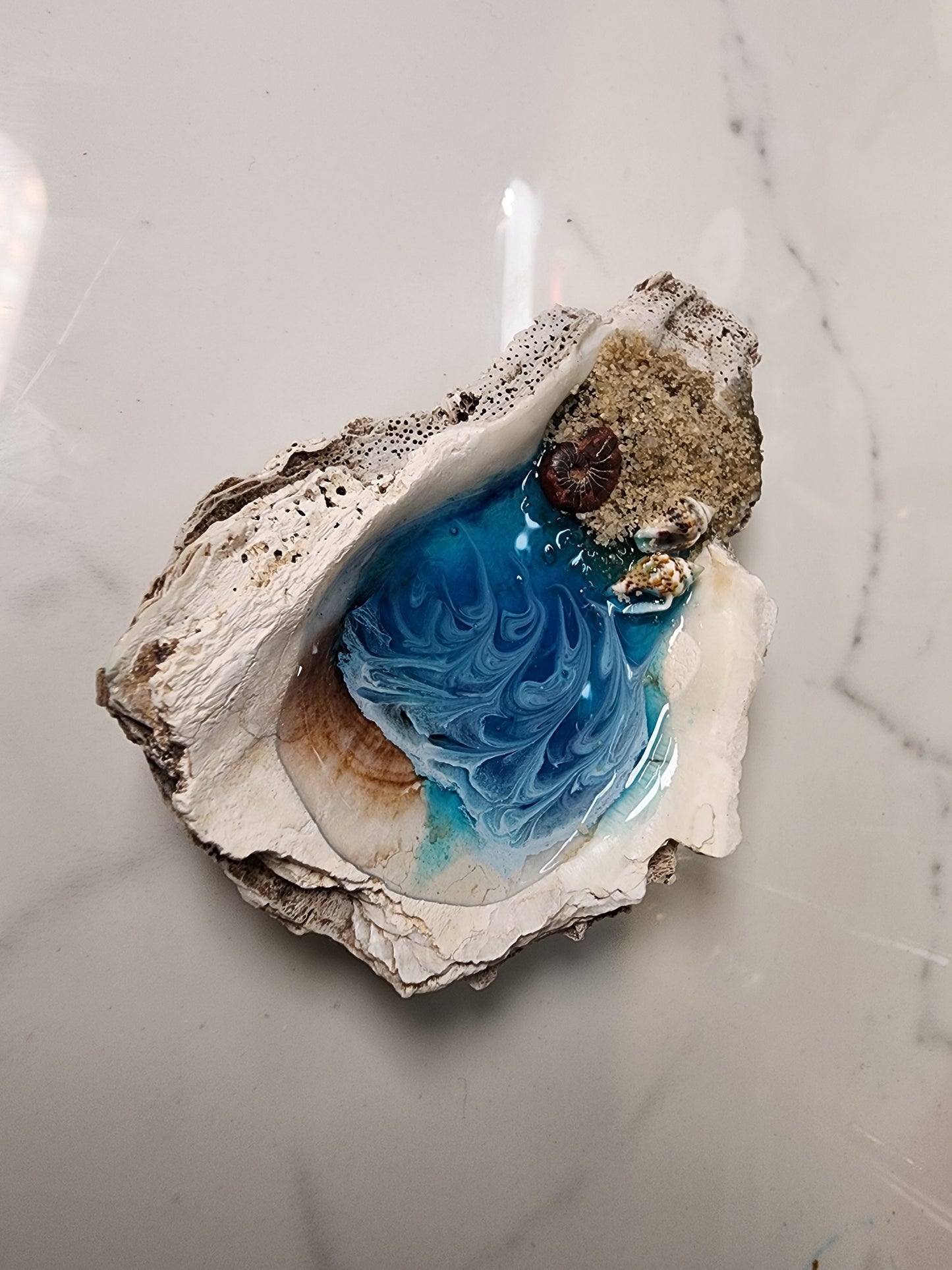 Tiny Beach inside an Oyster Shell Mini Art