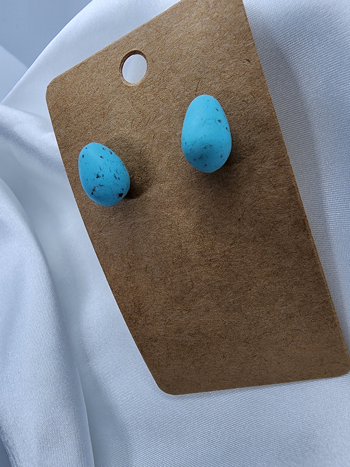Robin Egg Stud Clay Earrings