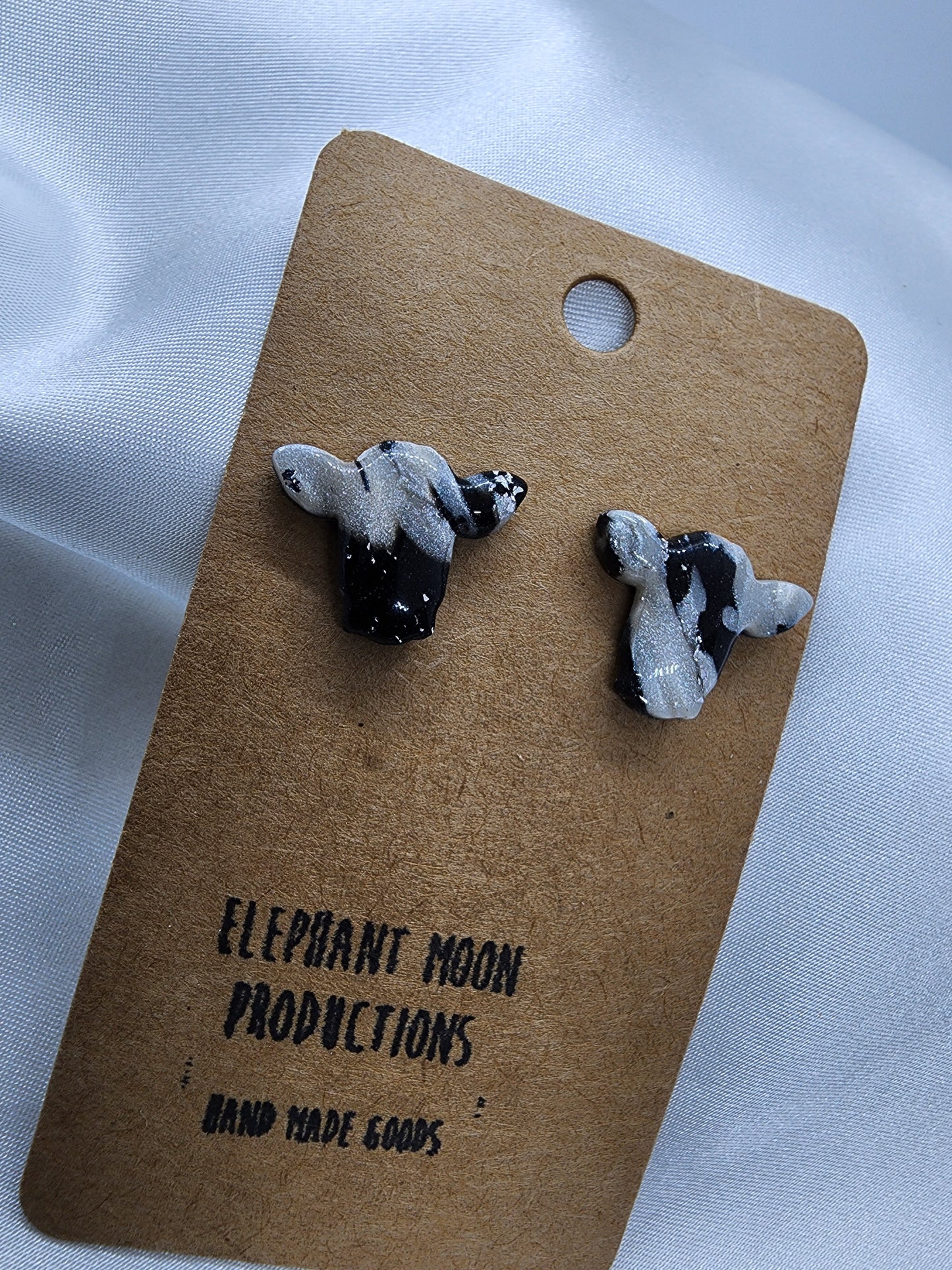 Cow Stud Clay Earrings