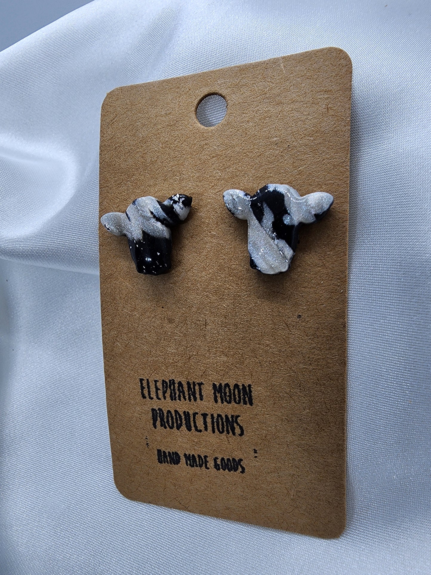 Cow Stud Clay Earrings