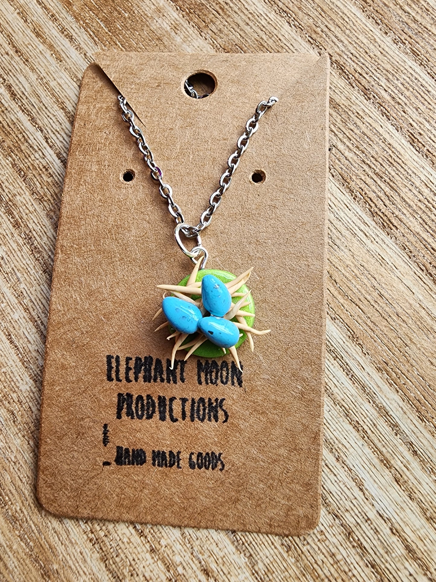Robin Eggs in a Nest Clay Necklace